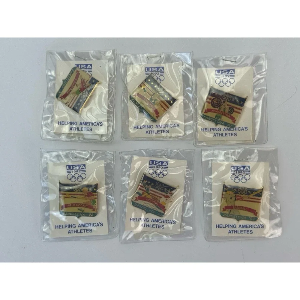 Vintage‎ 1992 USA Olympic Barcelona Sports Pin Lot of 6 NOS Sealed Team USA